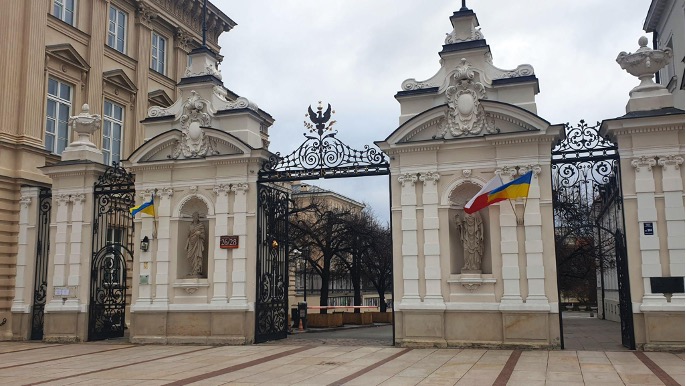 Entrance gate to the University of Warsaw, Poland - A distinguished gateway leading to the prestigious University of Warsaw. The ornate entrance stands as a symbol of academic excellence and intellectual pursuit, welcoming students and visitors into this esteemed institution.